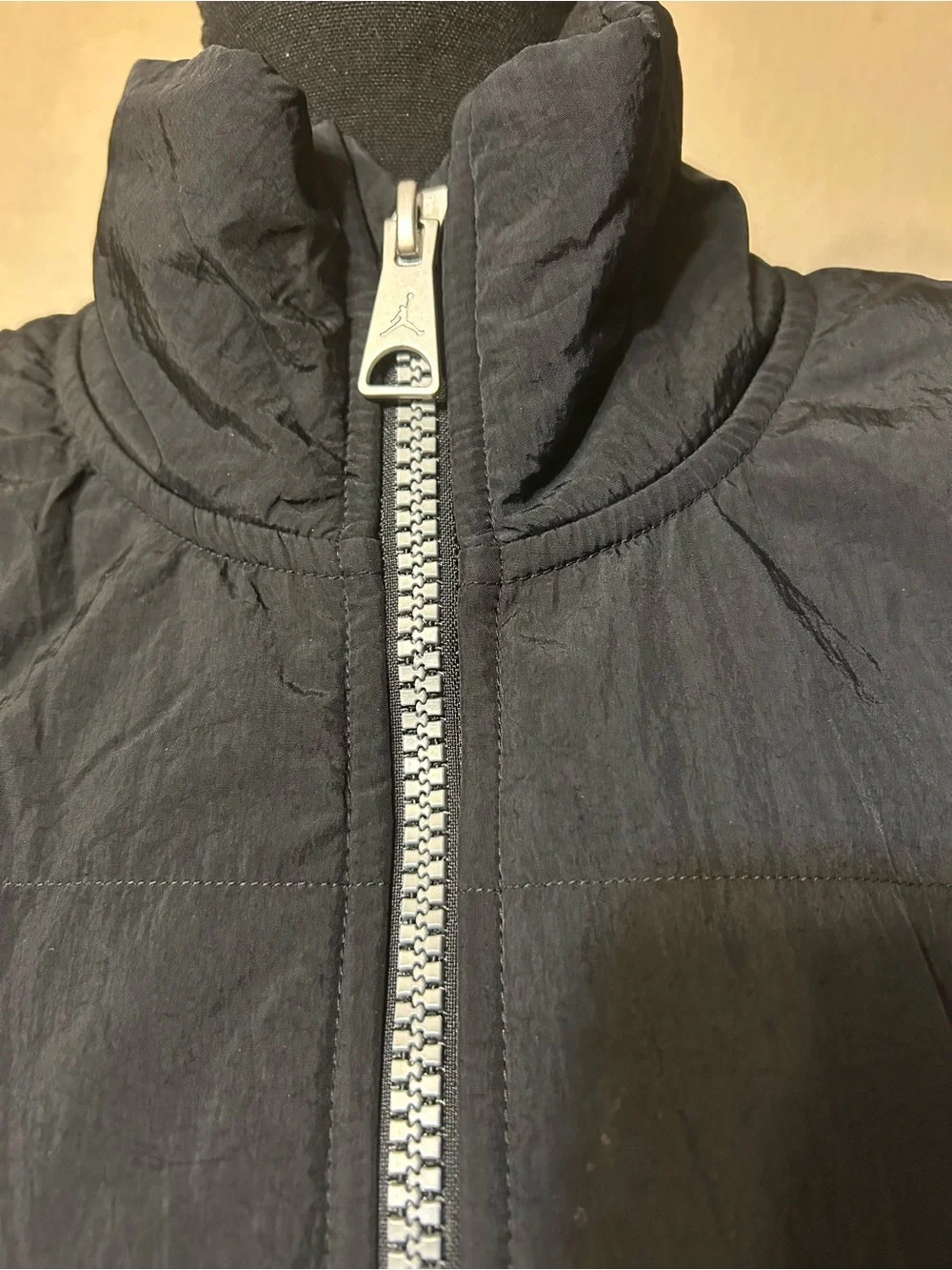 Jordan Essentials Mens Large Black Fleece Nylon Full Zip Vest FD8628-010 Jumpman